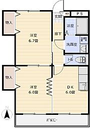 ベルカントタツミ 2DKの間取図画像