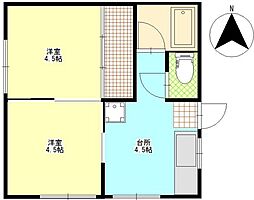 JR山陽本線 岡山駅 徒歩15分の賃貸アパート 2階2DKの間取り