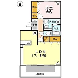 JR山陽本線 高島駅 徒歩13分の賃貸アパート 1階1LDKの間取り