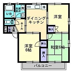 メゾニティブラッサムA 3DKの間取図画像