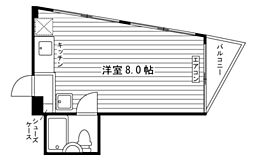 JR山陽本線 岡山駅 徒歩7分の賃貸マンション 2階ワンルームの間取り