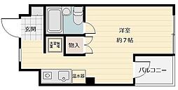 ノーブルハイツ鹿田 5階ワンルームの間取り