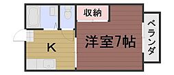 パシフィック青江 1Kの間取図画像