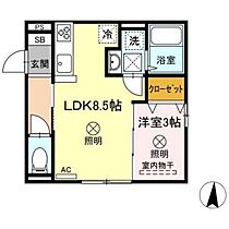 岡山県岡山市北区番町1丁目（賃貸アパート1LDK・1階・30.30㎡） その2