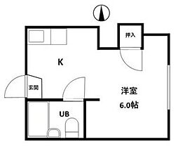 コーポあおば 2階1Kの間取り