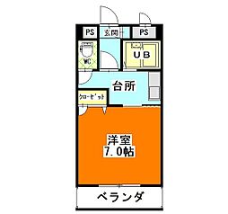 エスポアール21A棟 1Kの間取図画像
