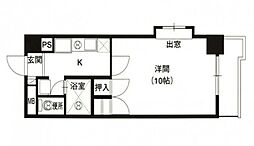 恒和レジデンス 11階1Kの間取り