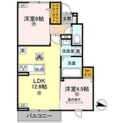 フォーゲルセレーノ B棟 2LDKの間取図画像