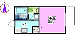シティーコーポ十日市西 1Kの間取図画像
