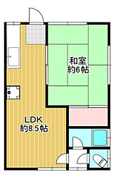 中井コーポB 1LDKの間取図画像