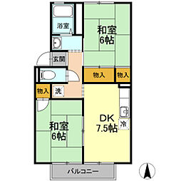 ニューハウジング 2DKの間取図画像