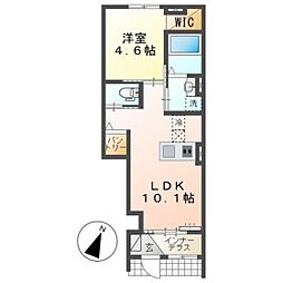 リヴェールメゾン 1階1LDKの間取り
