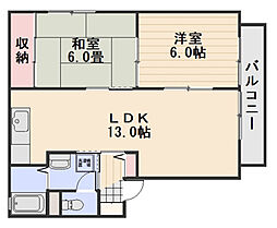 ディアス30Ｃ棟 2階2LDKの間取り