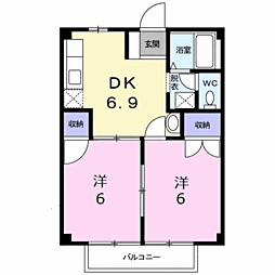 グリーンハイツ 2DKの間取図画像
