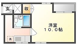 岡山電気軌道清輝橋線 大雲寺前駅 徒歩11分の賃貸マンション 4階1Kの間取り