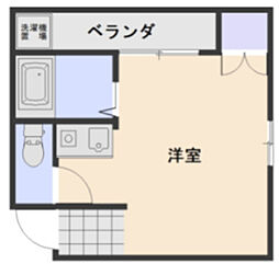 津高台ハイツ ワンルームの間取図画像