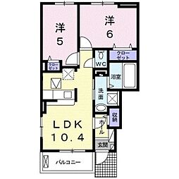 グリシーヌ 2LDKの間取図画像