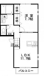 ベルグラース新保参番館 1LDKの間取図画像