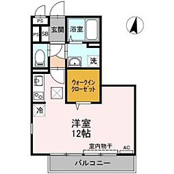 コモドギオーネA ワンルームの間取図画像