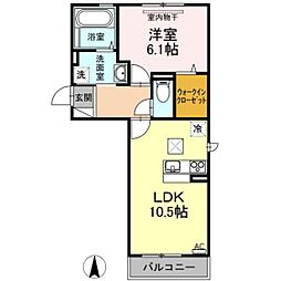 グロリアB 1LDKの間取図画像