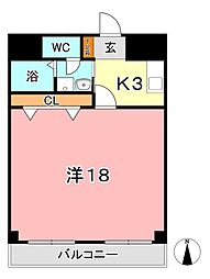 フォーバス1 1Kの間取図画像