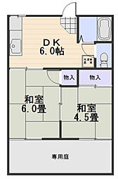 コーポ富士 2DKの間取図画像