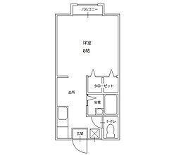 メゾン学南6号棟 1Kの間取図画像