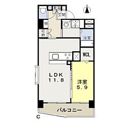 アリビオ高柳 1LDKの間取図画像