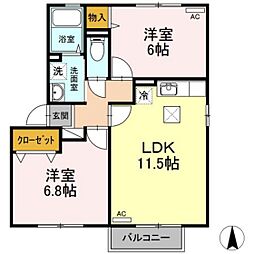フロールA 2LDKの間取図画像