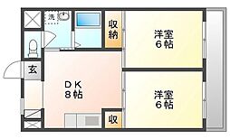モナドマンション 2DKの間取図画像