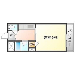 プレアール新屋敷 1Kの間取図画像