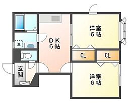 イーストグリーン 2DKの間取図画像