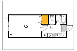 ブランシェC 1Kの間取図画像