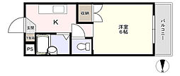 Uマンション 1Kの間取図画像