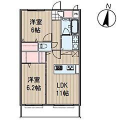 ウッドコート御南 2LDKの間取図画像