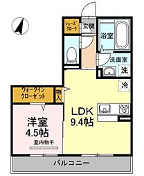 イヴェール 1LDKの間取図画像