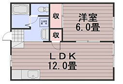 山陽コーポ 1LDKの間取図画像