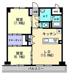 HARLAN一ノ宮 2LDKの間取図画像