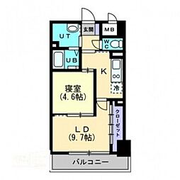 HARLAN一ノ宮 1LDKの間取図画像
