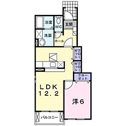 ベルメゾンB棟 1LDKの間取図画像