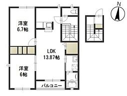 ハピネスA 2LDKの間取図画像