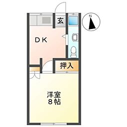 多田コーポ第1 1DKの間取図画像