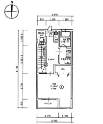 モコブルーノ中井町 1Kの間取図画像