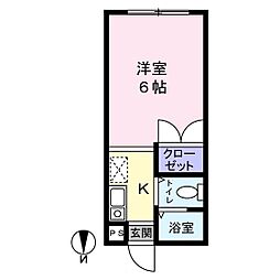 山長第3コーポ 1Kの間取図画像