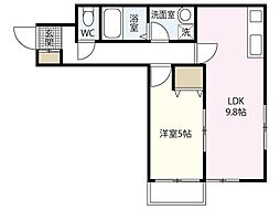 プリムローズ大福 1LDKの間取図画像