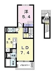 グレイス茶屋町駅前A 1LDKの間取図画像