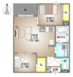 REGALEST 伊島I 2LDKの間取図画像