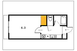 No.2メゾンユタカ 1Kの間取図画像