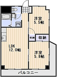 ハイデンス岡山 2LDKの間取図画像