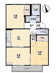 セジュール虫明 3DKの間取図画像